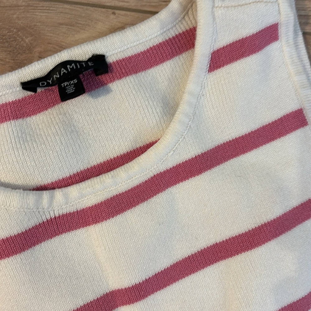Dynamite Pink Stripes Ribbed Cami - Picture 2 of 4